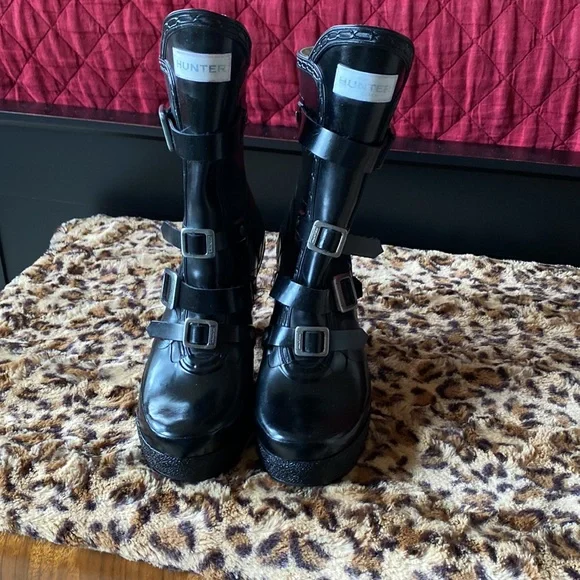 Hunter GEORGIE buckle high heel wellies - Picture 3 of 4